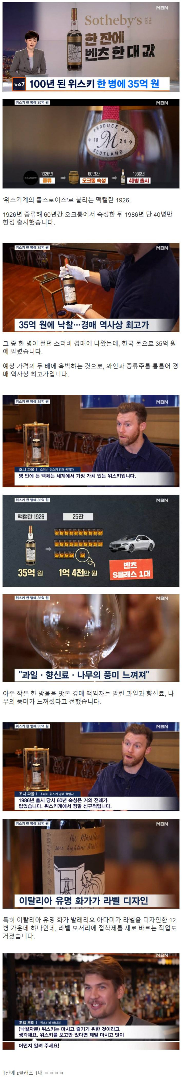 역대 최고가 갱신한 35억짜리 위스키